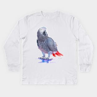 African Grey Parrot Kids Long Sleeve T-Shirt